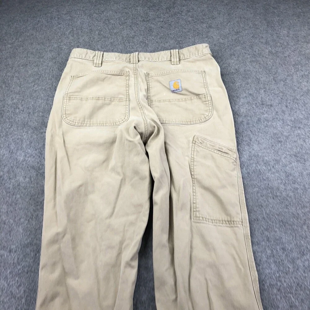 Carhartt Pants Mens 32x32 Beige Canvas Carpenter Relaxed Fit Straight Workwear